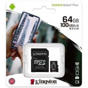 Карта памяти microSDXC  64 ГБ Kingston Canvas Select Plus (SDCS2/64GB)
